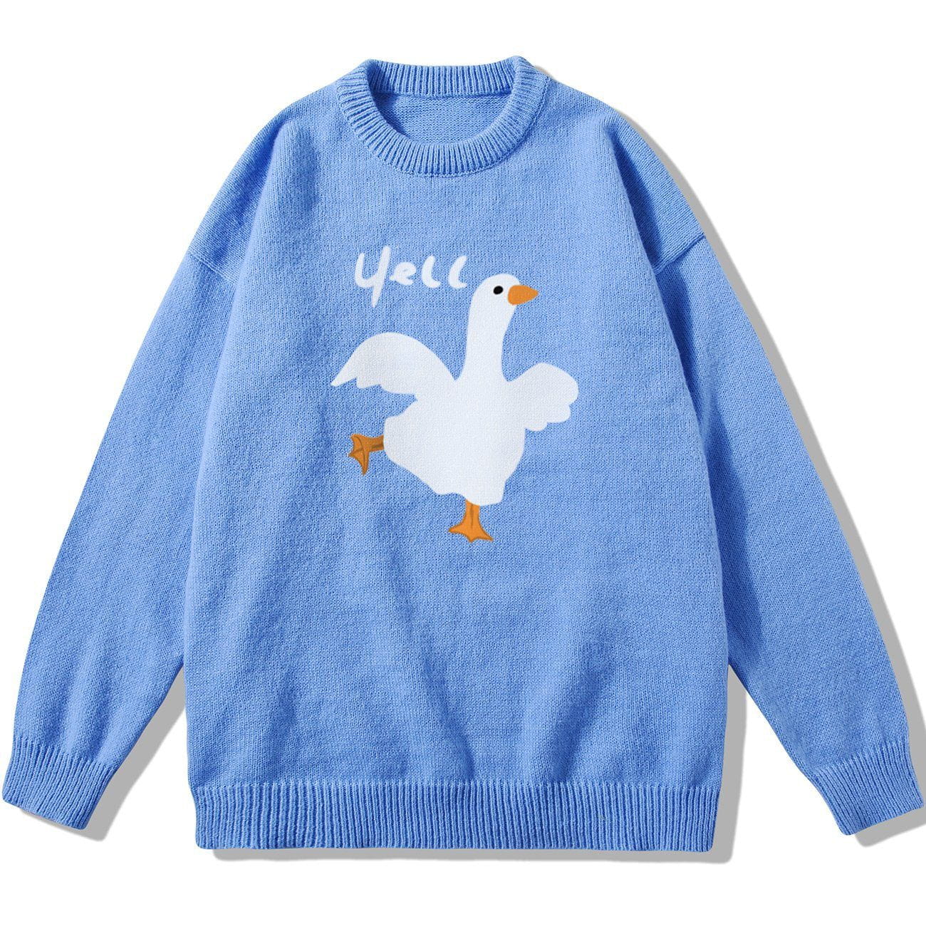 2022 Spring Autumn Sweaters Harajuku Goose Knit Sweater Pullover Men Women Loose Casual Knitwear Hip Hop Streetwear Blue